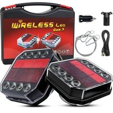 7/4 Pin Plug Wireless Magnetic LED Trailer Lights Kit Rechargeable picture