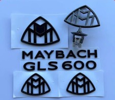 Gloss Black GLS600 Maybach Set Front Fender Rear Emblems Badge For Mercedes Benz picture