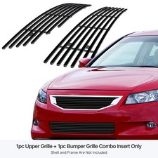 Fits 2008-2010 Honda Accord Coupe Stainless Black Billet Grille Insert Combo picture