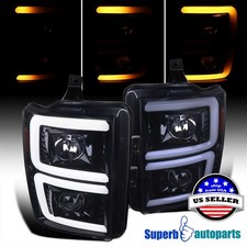 For 08-10 Ford F250 Smoke Lens Black Projector Headlights Sequential Switchback picture