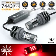 Syneticusa CANBUS Error Free 7443 Red LED Strobe Flash Brake Tail Light Bulbs picture