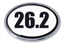 NEW 26.2 Marathon Oval Chrome Metal Auto Emblem. picture