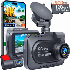 ROVE R2-4K Dual Dash Cam Front Rear STARVIS 2 Sensor 128GB Card WiFi GPS picture
