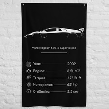 Murcielago LP 640-4 SuperVeloce 2009 Car Silhouette Flag 3x5 ft Garage Banner picture