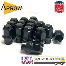 24Pc 12x1.5 Black Extended Thread Bulge Acorn Lug Nuts ET Tapered Conical Seat picture