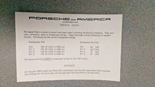 NOS ORIGINAL GENUINE PORSCHE 911T 911E 911S 912 OWNERS MANUAL ERRATA SHEET 1969 picture