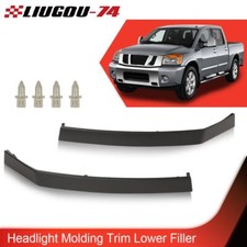 1Pair Fit For Nissan 04-15 Titan Armada QX56 Headlight Molding Trim Lower Filler picture