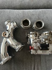 DellOrto DHLA 40 Dual Throat Carburetor Chrome Harley Intake Manifold Shovelhead picture