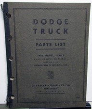 1940 Dodge Truck Dealer Parts List Book Catalog V Series 1/2 thru 2 Ton Orig picture