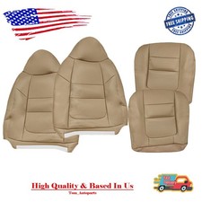 For 2001 Ford F250 F350 Driver & Passenger Bottom & Top Leather Seat Cover Tan picture