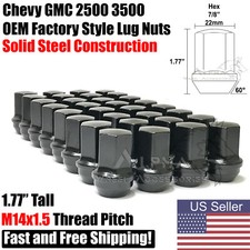32 Black Factory Style Lug Nuts 14x1.5 For Chevy Silverado 2500 3500 HD GMC picture