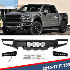 For 15-17 Ford F150 XLT Gray Raptor Style Steel Front Bumper With LED Lights OEM picture