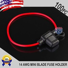 100 Pack 14 Gauge APM / ATM MINI Blade Inline Fuse Holder 100% OFC Copper Wire picture