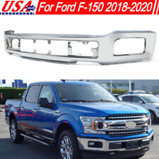 Chrome Steel Front Bumper Face Bar Fit 2018-2020 Ford F-150 W/ Fog Light Hole picture