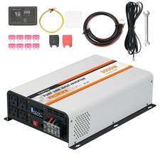 3000W Pure Sine Wave Power Inverter DC 12V to AC 120V Remote LCD Display picture