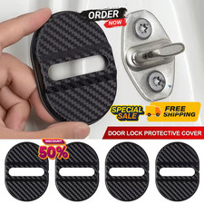 4Pcs Carbon Fiber Door Lock Covers ShockAbsorbing NoiseRainproof PeelStick picture
