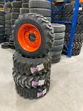4 New 10x16.5 Skid Steer Tires Mounted ORANGE 8 Hole Wheels MRL R4 Prem 20/32 picture