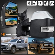 Fits 2017-2019 Ford F250 F350 SuperDuty Power Heated+Temp Sensor Chrome Mirrors picture
