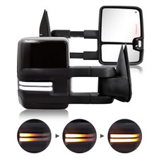 Painted Black Smoked Switchback Tow Mirrors 2003-2007 Chevy Silverado GMC Sierra picture