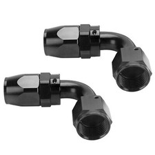 2Pcs AN6 6AN Swivel Hose End Fitting Adaptor 90° Degree For Oil Fuel Line Black picture