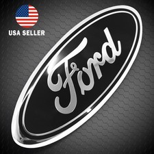 BLACK & CHROME 2005-2014 Ford F150 FRONT GRILLE/ TAILGATE 9 inch Oval Emblem 1PC picture