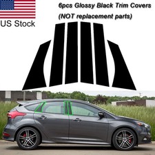 For 2012-2018 Ford Focus 6pcs Glossy Piano Black Pillar Posts Window Trim Covers picture