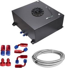 15 Gallon 60L Fuel Cell Tank Aluminum Black with Cap Level Sender 12FT Fuel Line picture