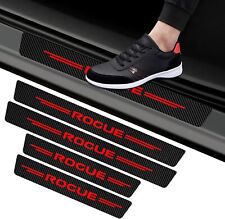 4PCS Car Door Sill Protector for Rogue, Carbon Fiber Vinyl Threshold Sticker Red picture