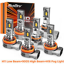 GloDrv H11+H11+9005 LED Combo Headlight High+Low Beam+Fog Light Bulb 3Pair White picture