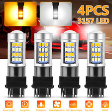 4X Error Free White/Amber 3157 LED DRL Switchback Turn Signal Parking Light Bulb picture