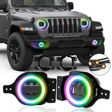 SUNPIE 4 Inch RGB Halo LED Fog Lights for 2018-2026 Jeep Wrangler 4xe JL JLU JT picture
