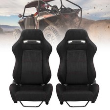 Universal Racing Seat with Dual Sliders Reclinable Bucket Seat Black Suede -Pair picture