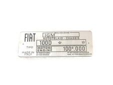 DATA PLATE FOR VINTAGE CLASSIC FIAT 100D 1100 CAR (STAINLESS STEEL) #V378-8 @VD picture