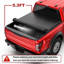 5.3FT Bed Truck Tonneau Cover For 05-12 Dodge Dakota Roll Up w/ Lamp Waterproof picture