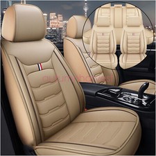 For TOYOTA Leather 5 Seats Car Seat Cover Front Rear Full Set Cushion Pad Beige picture