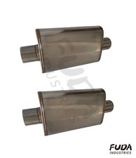 A Pair of 3inch inlet/outlet Center Universal Muffler Straight Through Exhaust picture