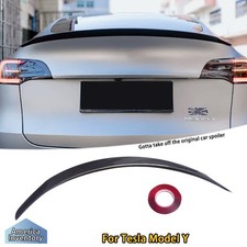 For Tesla Model Y 2021-2024 Bright Dry Carbon Fiber Trunk Wing Spoiler picture