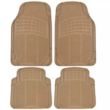 Complete (1st, 2nd, 3rd Row & Cargo) Set All Weather Sturdy Rubber Mats Beige picture