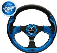NEW REINFORCED NRG 320mm Black Leather Steering Wheel BLUE Trim RST-001BL picture