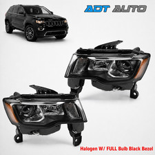 For 2017-2021 Jeep Grand Cherokee Halogen Black Trim Projector Headlights picture