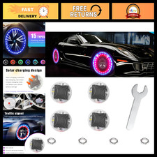 4PCS Colorful LED Tire Wheel Lights - Motion Sensor, Solar Waterproof Valve Caps picture