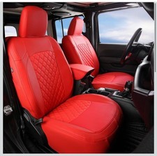 GIANT PANDA Jeep Wrangler 4 Door JL 2018-2026 Full Set Car Seat Covers  - (Red) picture