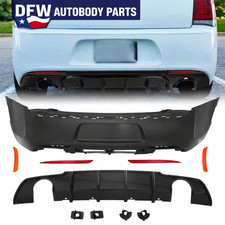 For 2015-23 Chrysler 300C Rear Bumper Set w/Tail Lip/Diffuser Gloss Black picture