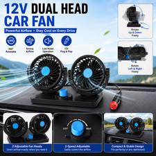 12V Dual Head Car Fan Portable Vehicle Truck 360° Rotatable Auto Cooling Cooler picture