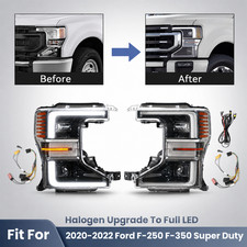 Halogen Upgrade LED Headlights For 2020-2022 Ford F-250 Super Duty Chrome Pair picture