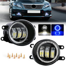 White+Blue LED Angel Eye Halo Ring Fog Light DRL For Toyota Corolla Tacoma Camry picture