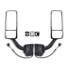 Pair Chrome Mirrors Power Heated For 2008-16 Freightliner Cascadia LH & RH Side picture