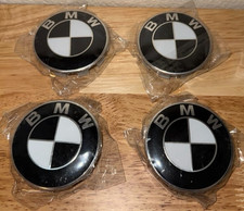 Set of 4 BMW Wheel Center Cap 68MM 36136783536 6c30862a Black BMW Roundel picture