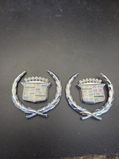 1990 Cadillac DeVille OEM Rear Pillar Crest Wreath Emblems Pair LH RH picture