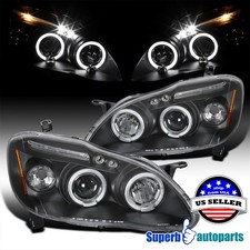 For 2003-2008 Toyota Corolla Black LED Halo Projector Headlights Lamp Left+Right picture